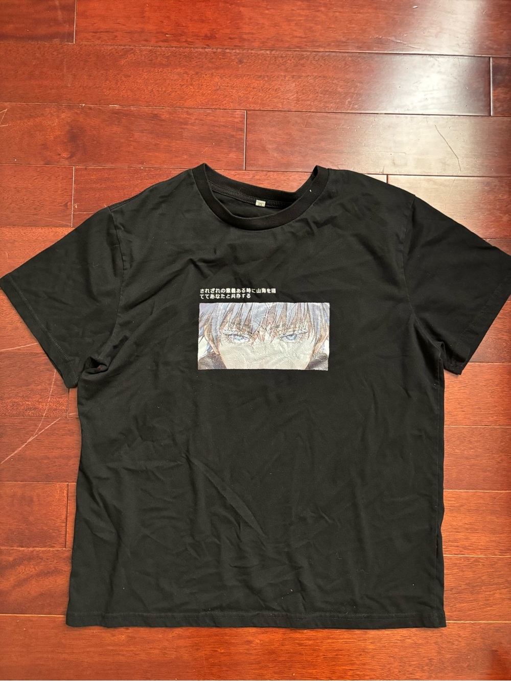 Black Graphic Anime Eye Print T-Shirt